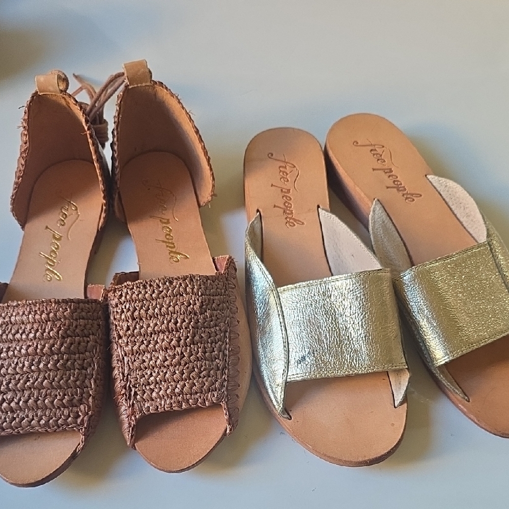 Free People Tan and Gold Women's‎ Sandals